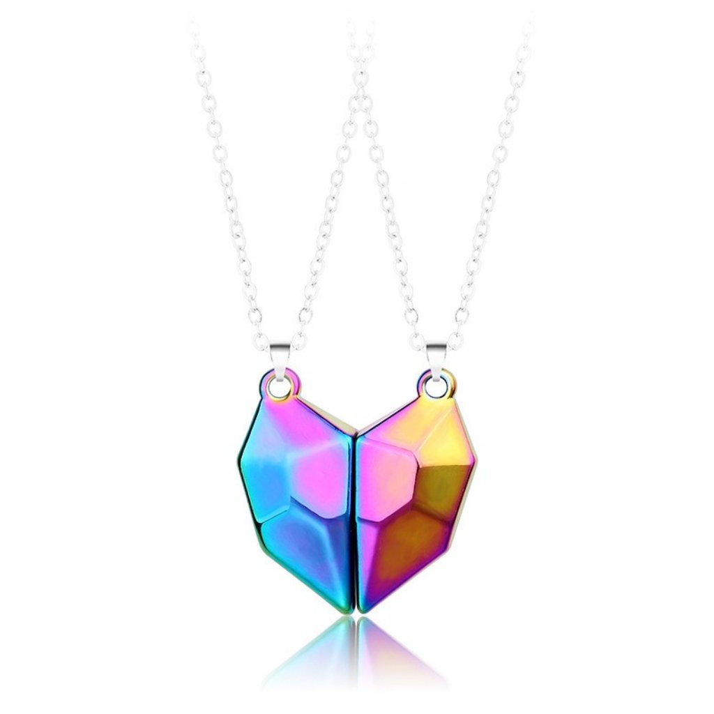 Heart Magnet Necklace Set For Couple - Rainbow, Great Gift, Anniversary